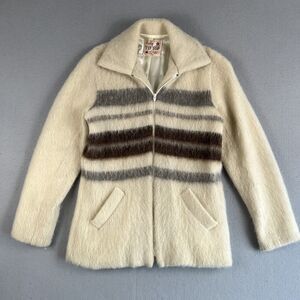Vintage‎ Caldwell Tip Top Sweater Womens XL Striped Full Zip Wool Long Sleeve